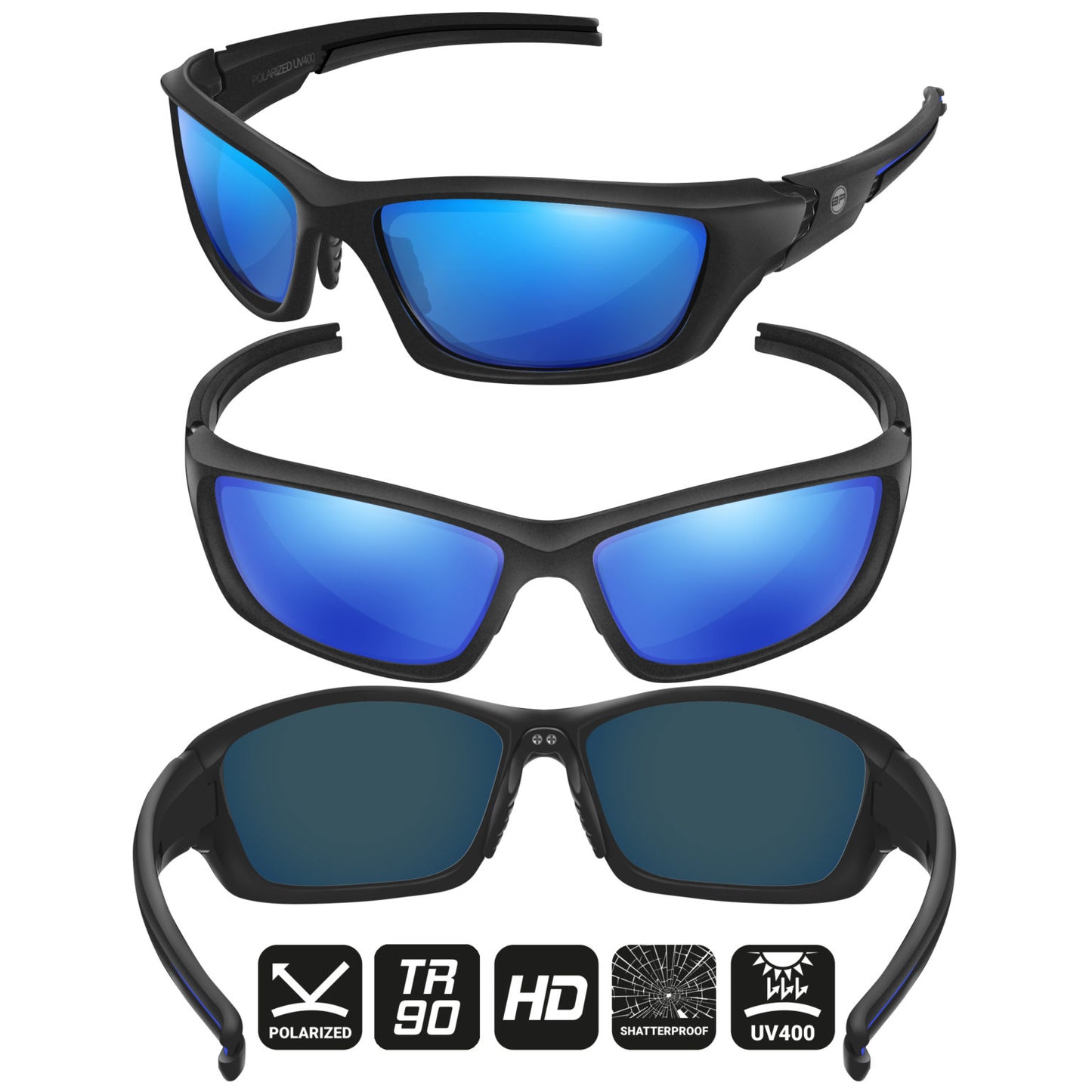 Sports Glasses Ranger Unbreakable Frame UV 400 (Black Blue)