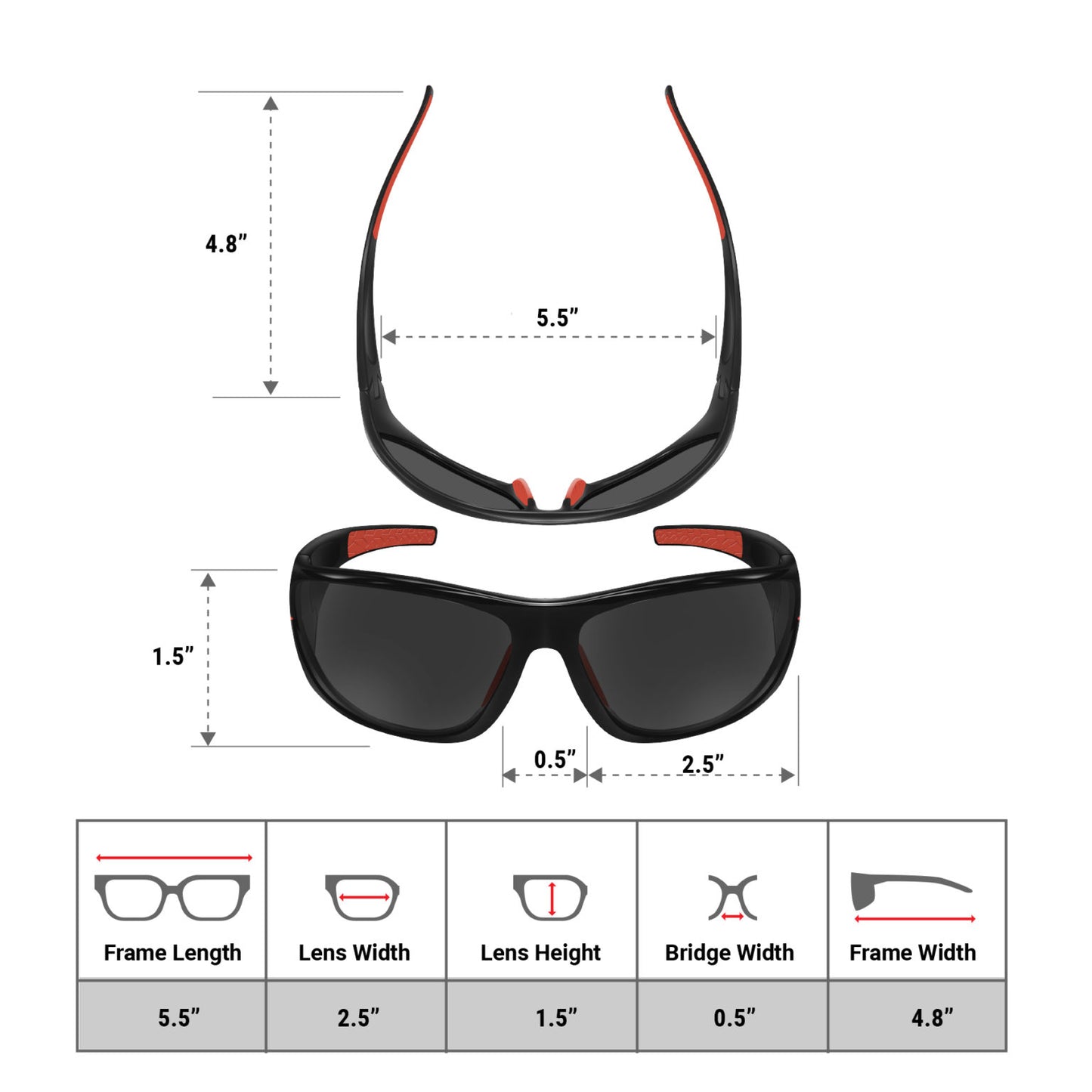 Anti Glare Glasses Chopper HD Lenses (Black Red Black)