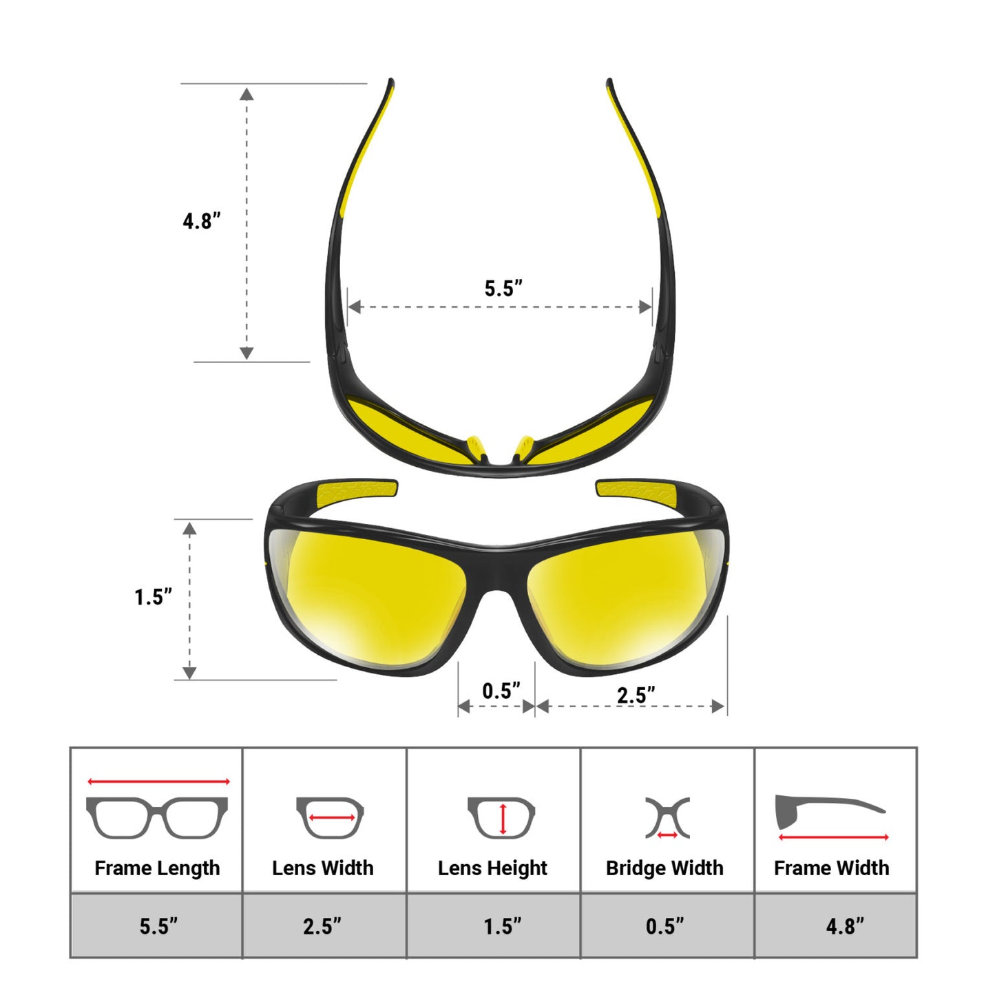 Anti Glare Glasses Chopper HD Lenses (Black Yellow Yellow)