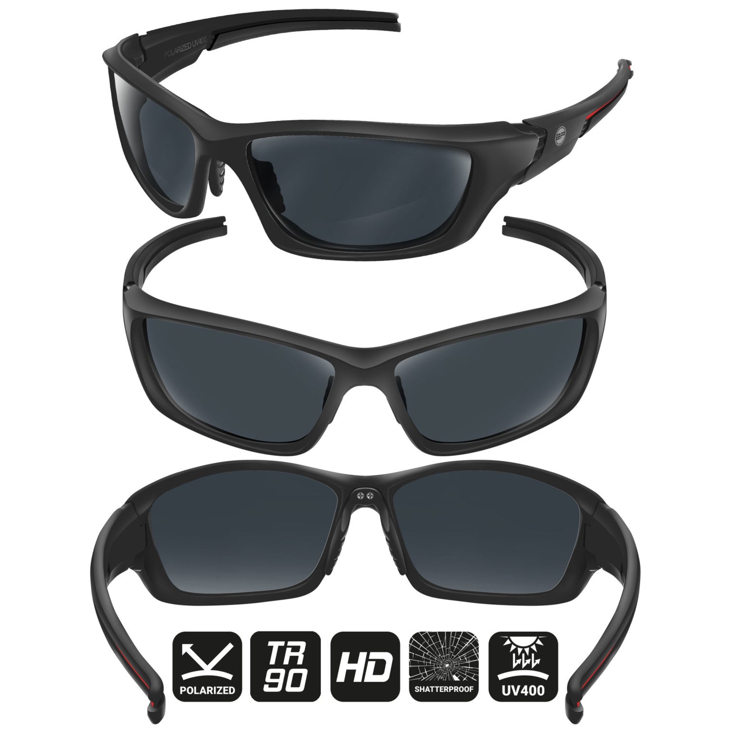 Sports Glasses Ranger Unbreakable Frame UV 400 (BlackRed Black)
