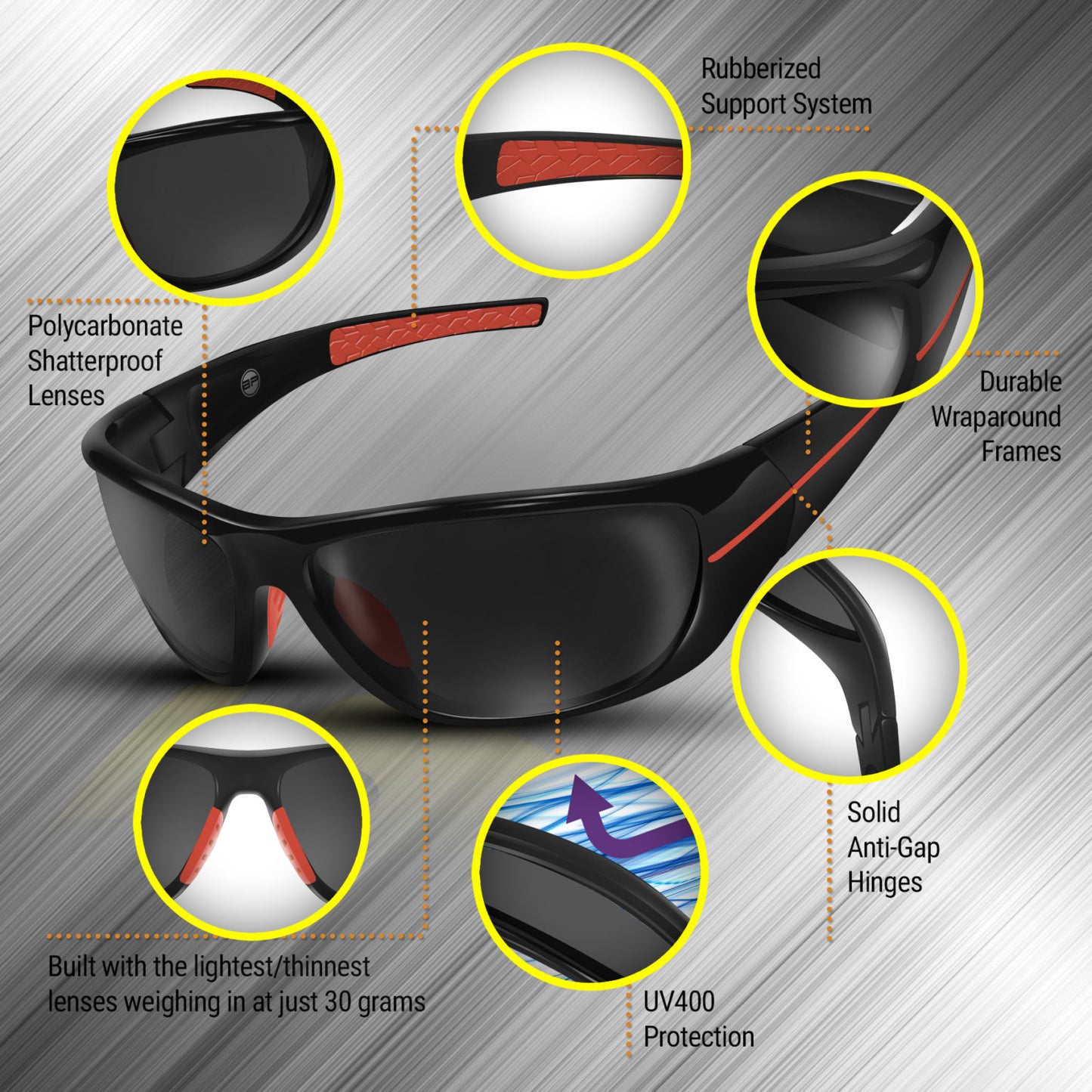Anti Glare Glasses Chopper HD Lenses (Black Red Black)