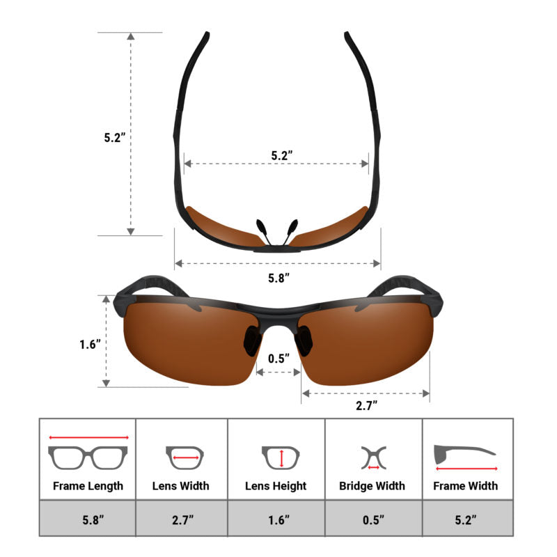 Daytime Driving Glasses Knight Visor Semi Rimless Frame (Black Copper A)