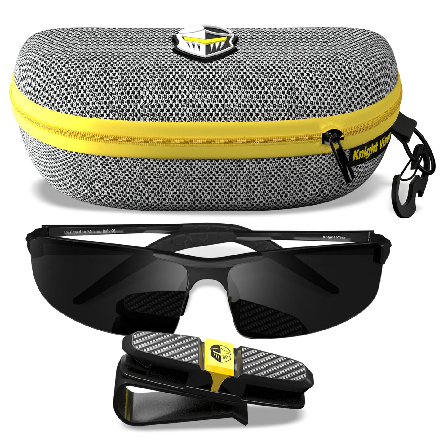 Daytime Driving Glasses Knight Visor Semi Rimless Frame (Black Black A)