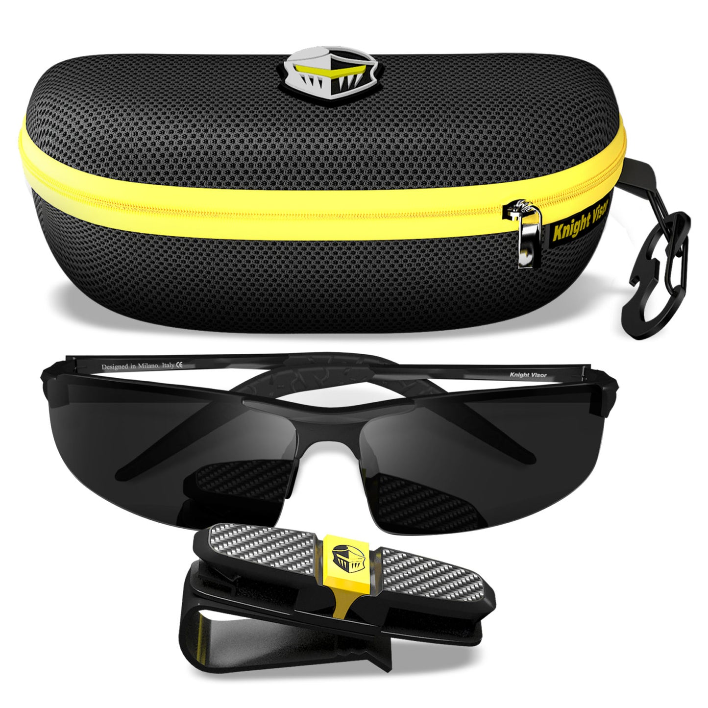 Daytime Driving Glasses Knight Visor Semi Rimless Frame (Black Black B)