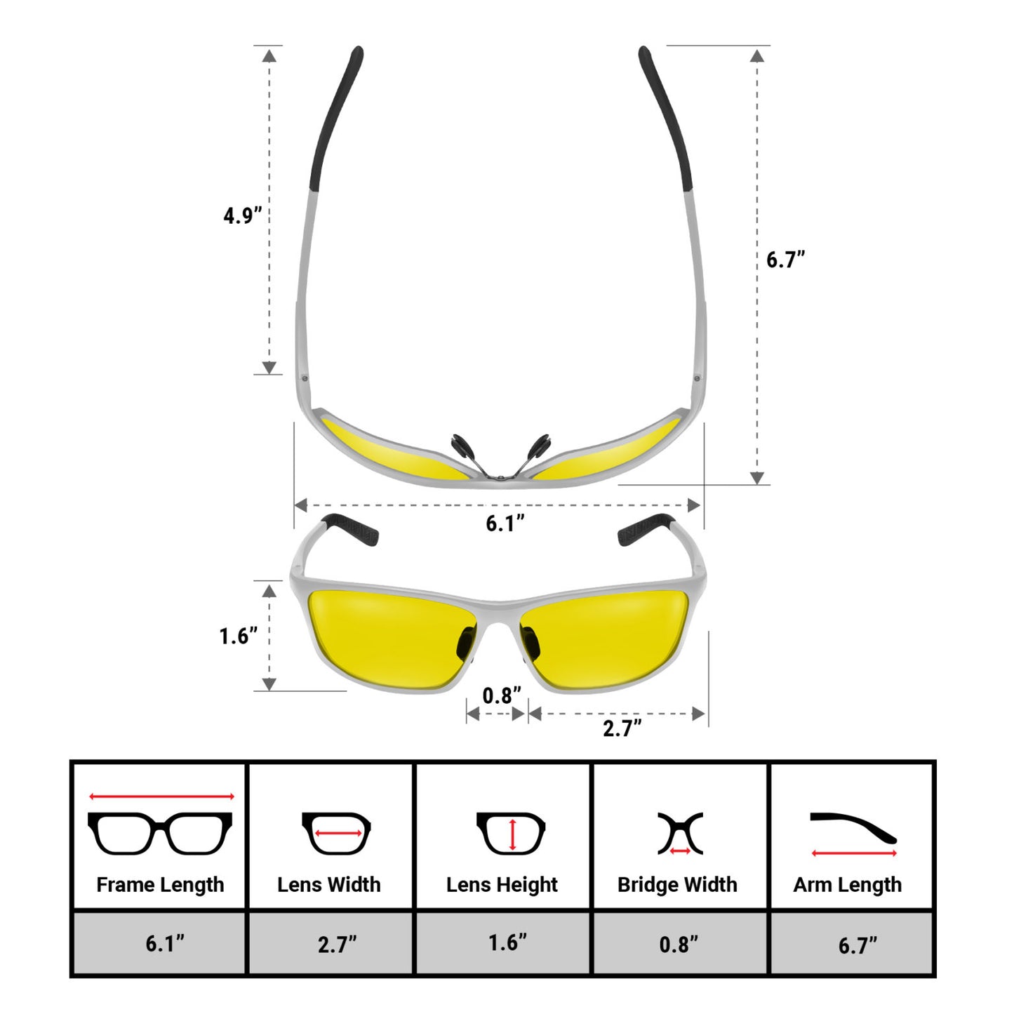 Classic Polarized Sunglasses Rally Unisex (Silver Yellow KV)