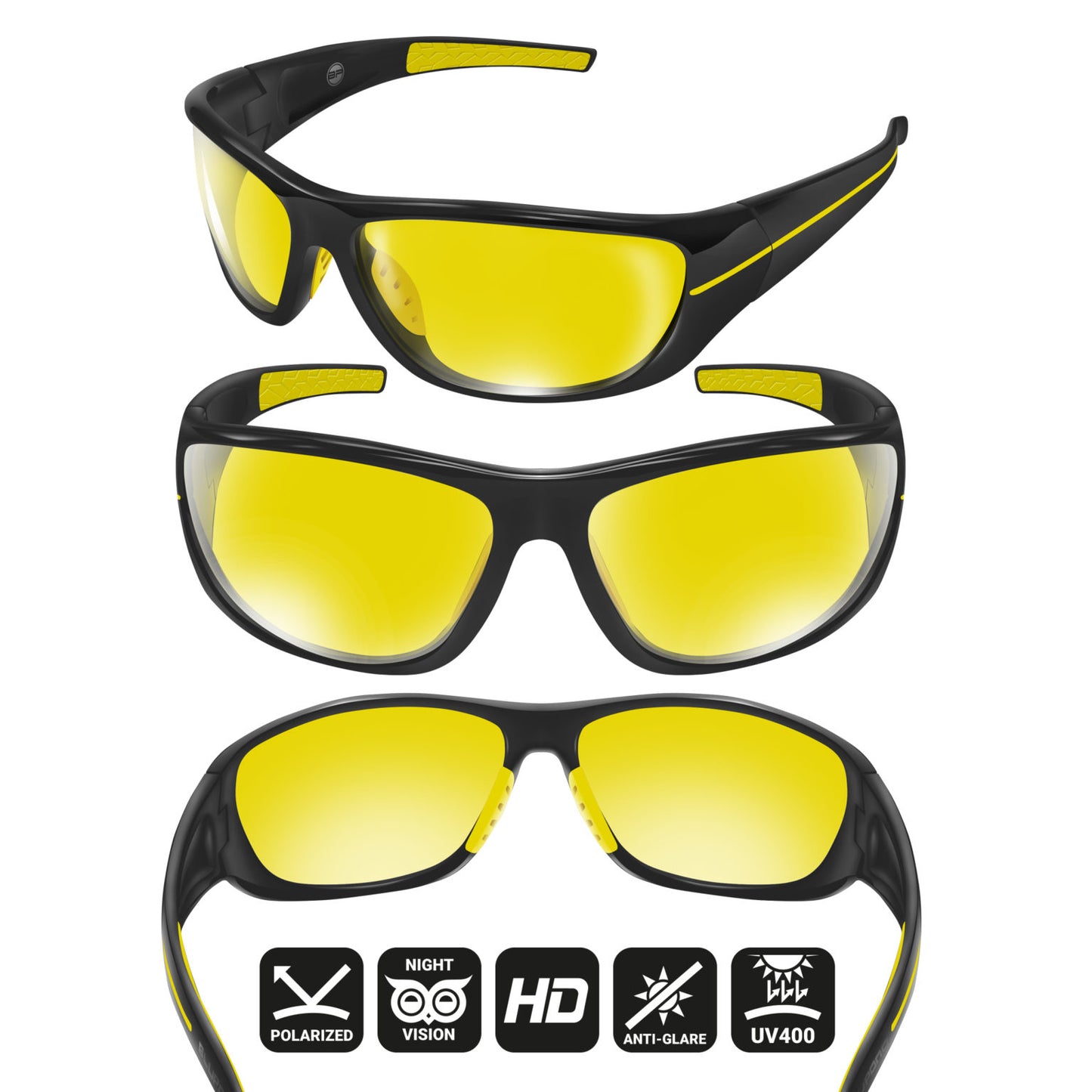 Glare Reducer Glasses Chopper HD Lenses (Black Yellow Yellow KV)