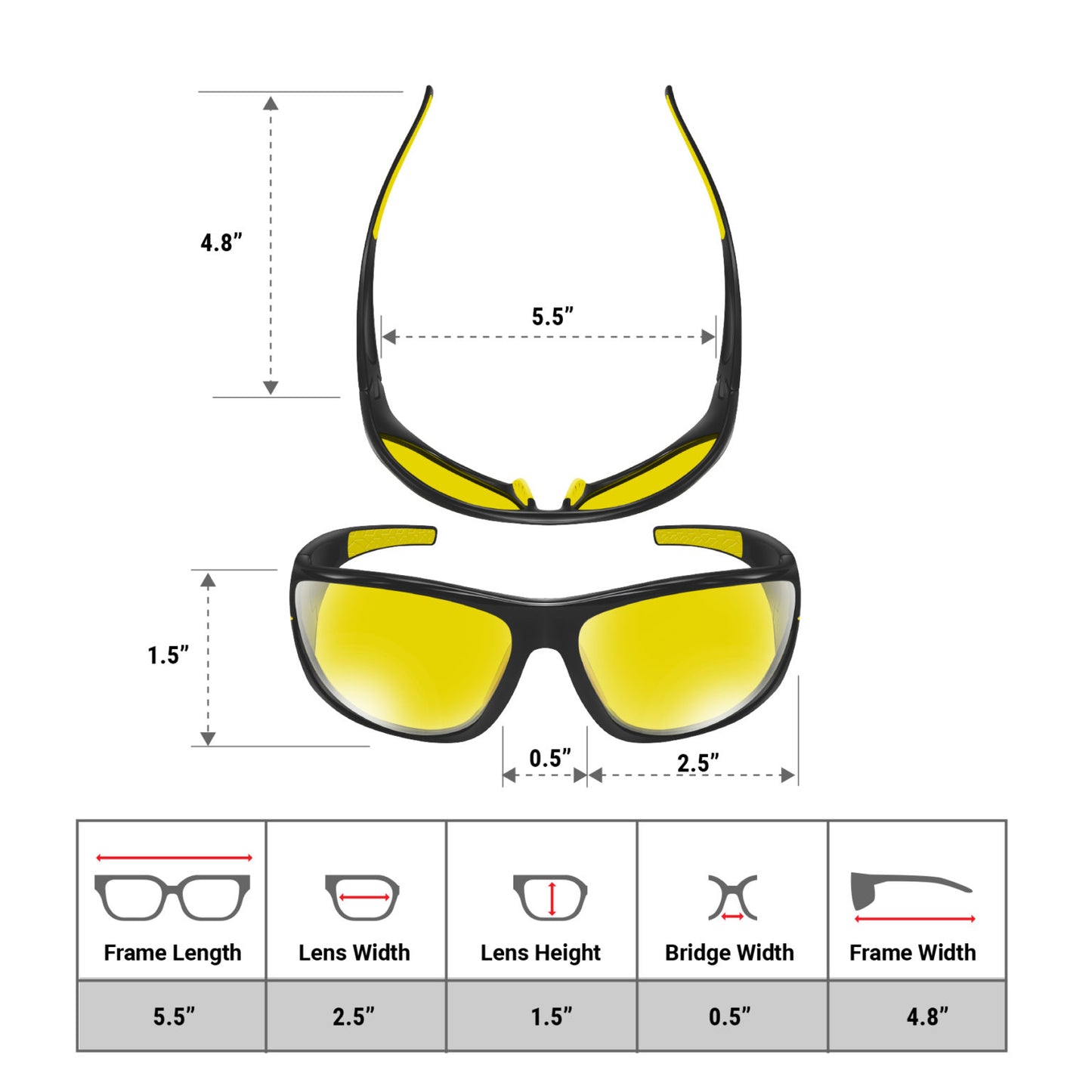 Glare Reducer Glasses Chopper HD Lenses (Black Yellow Yellow KV)