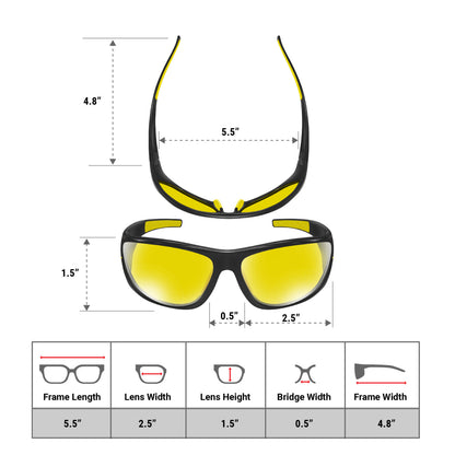 Glare Reducer Glasses Chopper HD Lenses (Black Yellow Yellow KV)