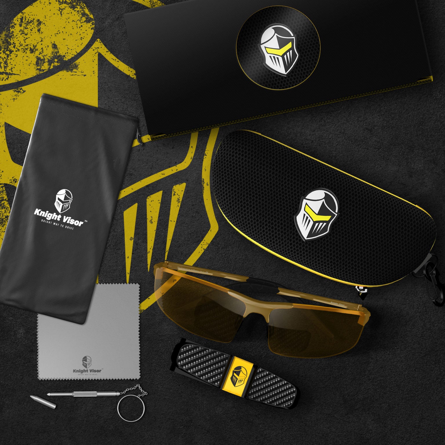 Night Driving Glasses Knight Visor Semi Rimless Frame (Gold B) – BLUPOND