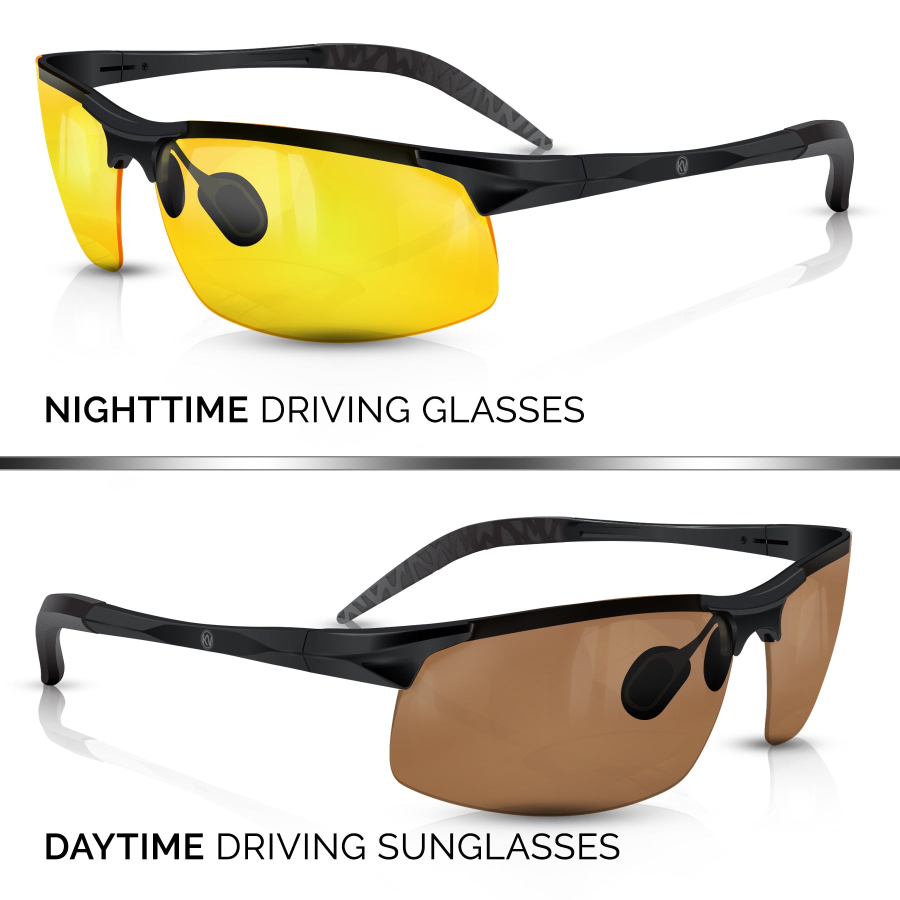 Day and Night Driving Glasses Knight Visor Set of 2 BLUPOND