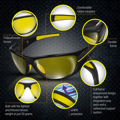 Glare Reducer Glasses Chopper HD Lenses (Black Yellow Yellow KV)