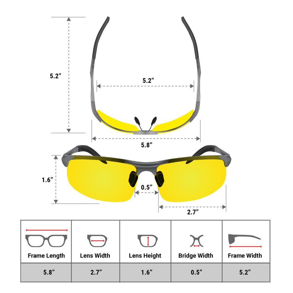 Knight Rider Glasses Night Driving Glasses Knight Visor Semi Rimless Frame (Titanium A ...