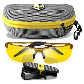 Night Driving Glasses Knight Visor Semi Rimless Frame (Gold A) – BLUPOND