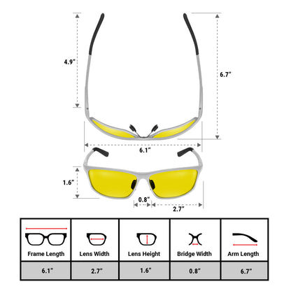 Classic Polarized Sunglasses Rally Unisex (Silver Yellow KV)